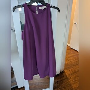 LOFT Deep Purple Ruffle-Back Dress